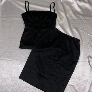 🖤gorgeous set 2 pieces sexy black suit black silk top + Kay Unger pencil silk